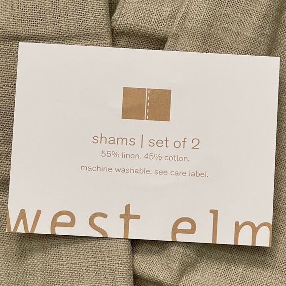 West Elm Dark Flax Warm Gray Melange Linen Cotton Blend Pillow Shams NWT - Picture 11 of 12